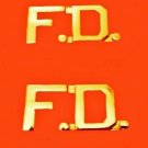 F.D. Fire Department Collar Pin FD Insignia Set Gold Cut Out Letters 2508 New
