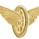 Motorcycle Wheel Wings Collar Pin Set 2 Police Highway Patrol Insignia Gold 2910