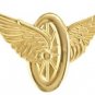 Motorcycle Wheel Wings Collar Pin Set 2 Police Highway Patrol Insignia Gold 2910