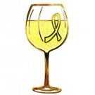 Yellow Awareness Ribbon Pin Tac White Wine Tasting Cancer Cause Glass Goblet New