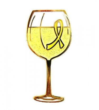 Yellow Awareness Ribbon Pin Tac White Wine Tasting Cancer Cause Glass Goblet New