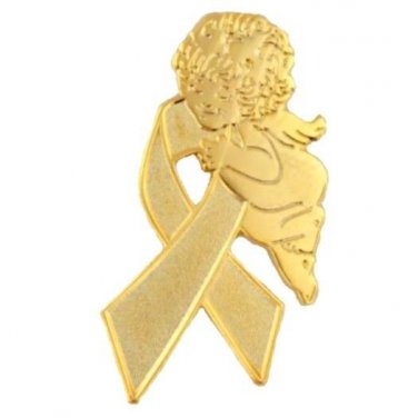 Childhood Cancer Pin Awareness Month is September Gold Ribbon Guardian Angel New
