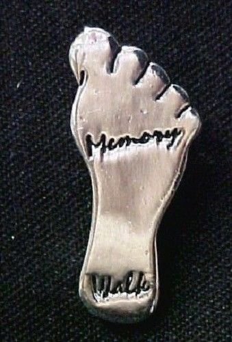 Memory Walk Lapel Pin Alzheimer's Awareness Engraved Foot Cap Tac Lead Free New