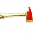 Fireman Ax Tie Bar Clip Firefighter F.D. Fire Department Axe Gold Red P4114 New