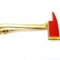 Fireman Ax Tie Bar Clip Firefighter F.D. Fire Department Axe Gold Red P4114 New