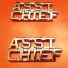 Asst Chief Collar Pin Set Cut Out Letters Fire Dept Police Assistant Nickel 2211
