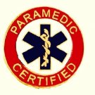 Paramedic Certified Collar Pin Device Blue Star of Life Gold Red Uniforms 62G2