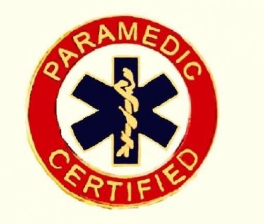 Paramedic Certified Collar Pin Device Blue Star of Life Gold Red Uniforms 62G2