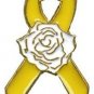 Yellow Ribbon White Rose Lapel Pin Tac Liver Cancer Awareness Gold Plated New