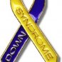 Down Syndrome Lapel Pin Ribbon Awareness Blue Yellow Two Tone With Lettering New
