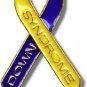 Down Syndrome Lapel Pin Ribbon Awareness Blue Yellow Two Tone With Lettering New