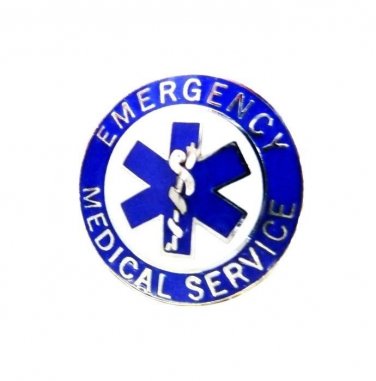 EMS Collar Pin Device Emergency Medical Service Blue Silver Star of Life 54S2