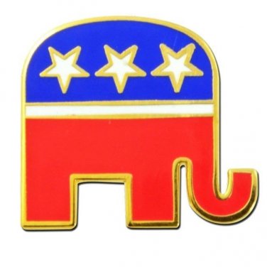 US Republican Lapel Pin Party Elephant Red White Blue Patriotic Support New