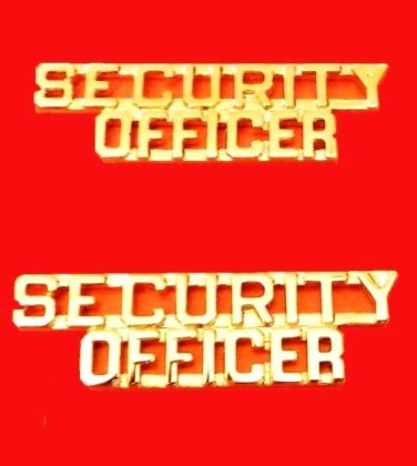 Security Officer Collar Pin Set Cut Out Letters Insignia Gold Metal P2202 New