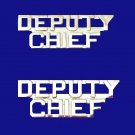 Deputy Chief Collar Pin Set Fire Dept Police Rank Nickel Cut Out Letters P2215