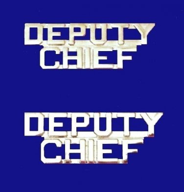 Deputy Chief Collar Pin Set Fire Dept Police Rank Nickel Cut Out Letters P2215