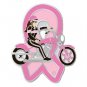 Pink Ribbon Lady Biker Pin Motorcycle Breast Cancer Awareness Bike Ride Cap Tac