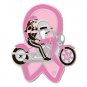 Pink Ribbon Lady Biker Pin Motorcycle Breast Cancer Awareness Bike Ride Cap Tac