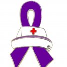 Purple Ribbon Nurse Cap Pin Awareness Cancer Cause Nursing Medical Support New