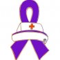 Purple Ribbon Nurse Cap Pin Awareness Cancer Cause Nursing Medical Support New