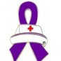 Purple Ribbon Nurse Cap Pin Awareness Cancer Cause Nursing Medical Support New