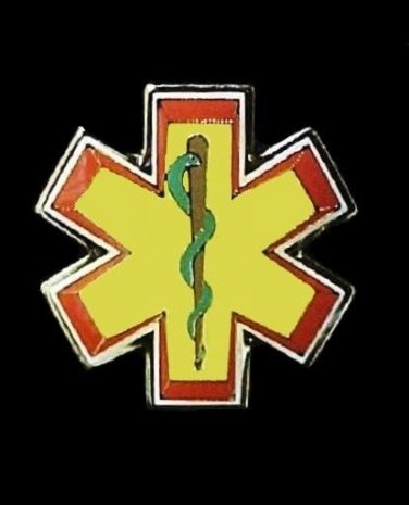 Star Of Life Lapel Pin Yellow EMT EMS Cap Badge Lanyard Tac Tacks Serpent New