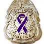 Police Badge Pin Purple Awareness Ribbon Security Officer Nickel Cancer Cause