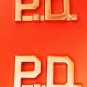 P.D. Collar Pin Police Department Set PD Nickel Metal Cut Out Letters 2515 New