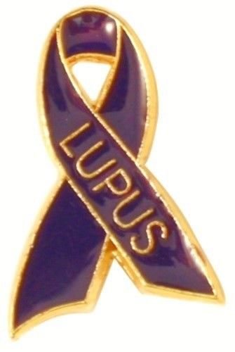 Lupus Purple Ribbon Pin Awareness Month May Lapel Cap USA Made Tac Lettering New