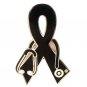 Black Ribbon Lapel Pin Awareness Stethoscope Nurse Doctor Vet Cancer Cause New