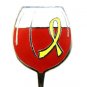 Yellow Awareness Pin Ribbon Red Wine Cancer Cause Glass Goblet Tasting Wines New
