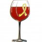 Yellow Awareness Pin Ribbon Red Wine Cancer Cause Glass Goblet Tasting Wines New