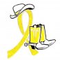Yellow Awareness Ribbon Pin Western Cowboy Boots Hat Spurs Cancer Cause New