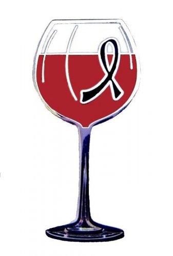 Black Ribbon Lapel Pin Unique Awareness Red Wine Goblet Glass Cancer Cause New