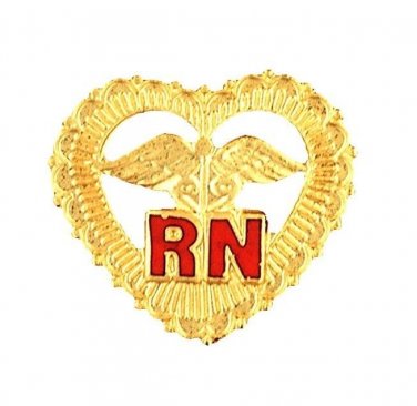 RN Pin Heart Caduceus Beaded Registered Nurse Graduation Pinning Ceremony Pins
