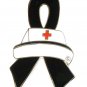 Black Ribbon Lapel Pin Awareness Nurse Cap Nursing Melanoma Cancer Cause New