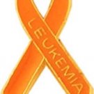 Leukemia Lapel Pin Orange Ribbon Awareness Embossed Gold Lettering USA New