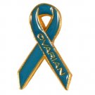 Ovarian Cancer Pin Teal Awareness Ribbon Gold Letters Cap Tac September New