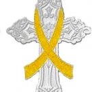 Yellow Awareness Ribbon Pin Religious Cross Cancer Cause Church Inspire New