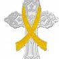 Yellow Awareness Ribbon Pin Religious Cross Cancer Cause Church Inspire New