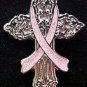 Breast Cancer Lapel Pin Pink Awareness Ribbon Religious Cross Church Inspire New