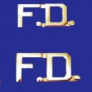 F.D. Fire Department Collar Pin FD Insignia Set Nickel Cut Out Letters 2509N New