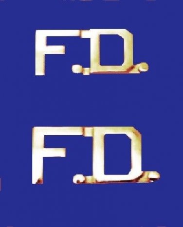 F.D. Fire Department Collar Pin FD Insignia Set Nickel Cut Out Letters 2509N New
