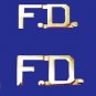 F.D. Fire Department Collar Pin FD Insignia Set Nickel Cut Out Letters 2509N New