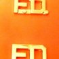 F.D. Fire Department Collar Pin Insignia Set Gold Cut Out Letters 3/8" 2406G New