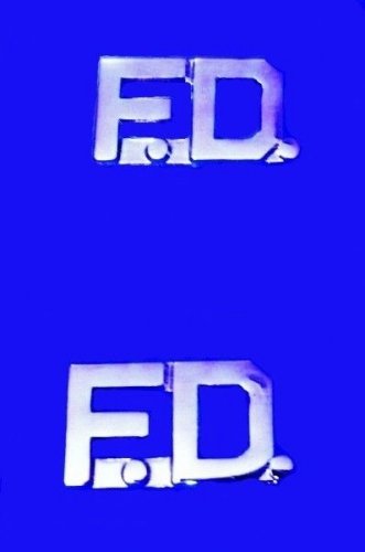 F.D. Fire Department Collar Pin Insignia Set Nickel 3/8" Cut Out Letter 2407 New