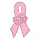 Pink Ribbon Dice Lapel Pin Breast Cancer Awareness Casino Gambler New