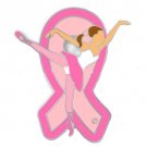 Pink Ribbon Ballerina Lapel Pin Breast Cancer Awareness Ballet Dancer Toe New