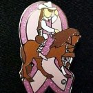 Breast Cancer Awareness Pin Pink Ribbon Cowgirl Rodeo Horse Sparkle Trim New