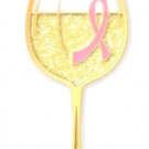 Pink Ribbon Pin Wine Glass Goblet Breast Cancer Awareness Sparkling Wines New